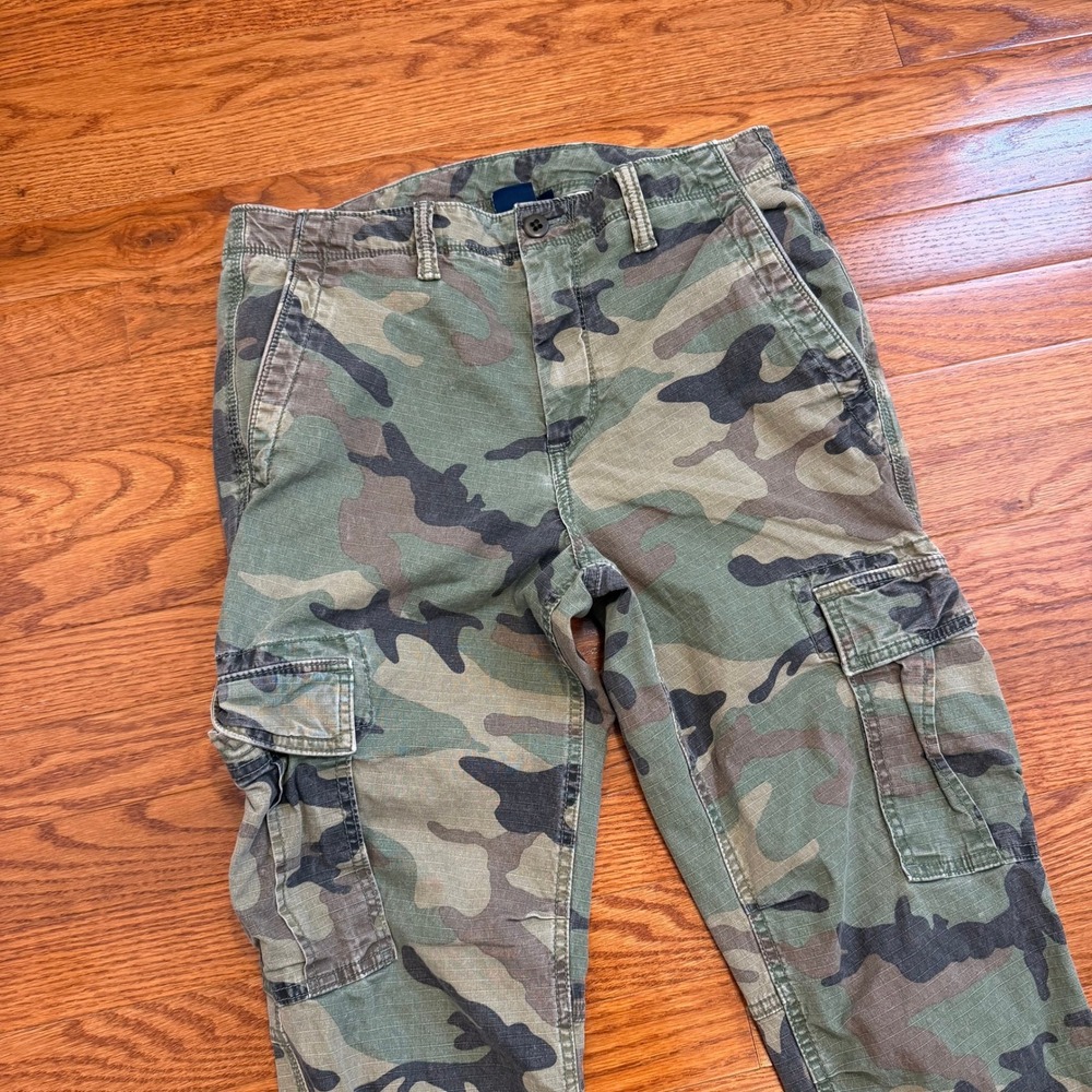 Vintage Gap Camo Cargo Pants Mens 30x32 Slim Straight Ripstop Green Y2K Rugged